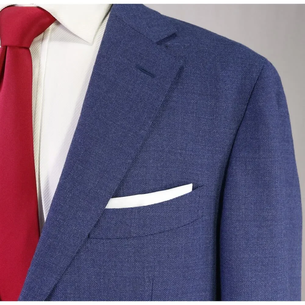 Suitsupply Havana Royal Blue Knit Woven Wool Patch Pocket 2-Btn Suit 44R